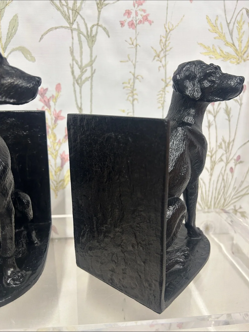 Pottery BarnVTG  Black Cast Iron Labrador Dog Bookend Pair